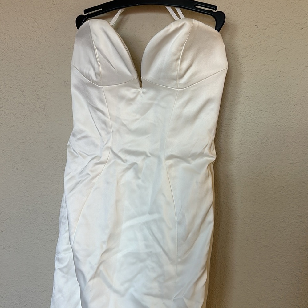HOUSE OF CB 'Giselle' Ivory Satin Strapless Bridal Gown NWOT‎ size S - Picture 10 of 12